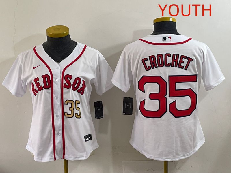Youth 2025 Boston Red Sox #35 Crochet White Game Nike MLB Jersey style 2->youth mlb jersey->Youth Jersey